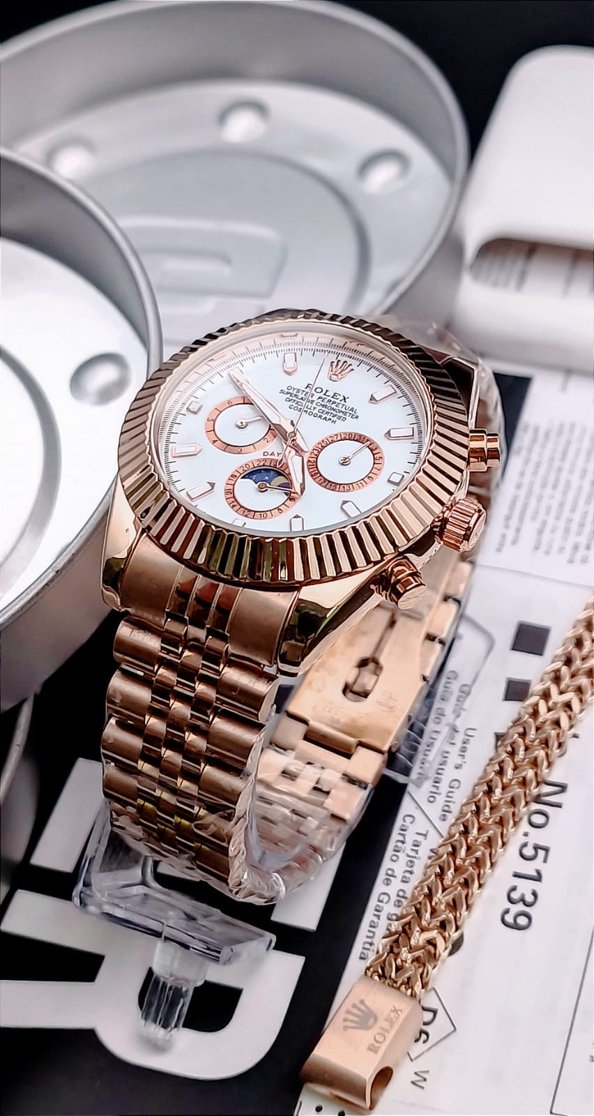 ROLEX + PULSERA + CAJA DE LUJO